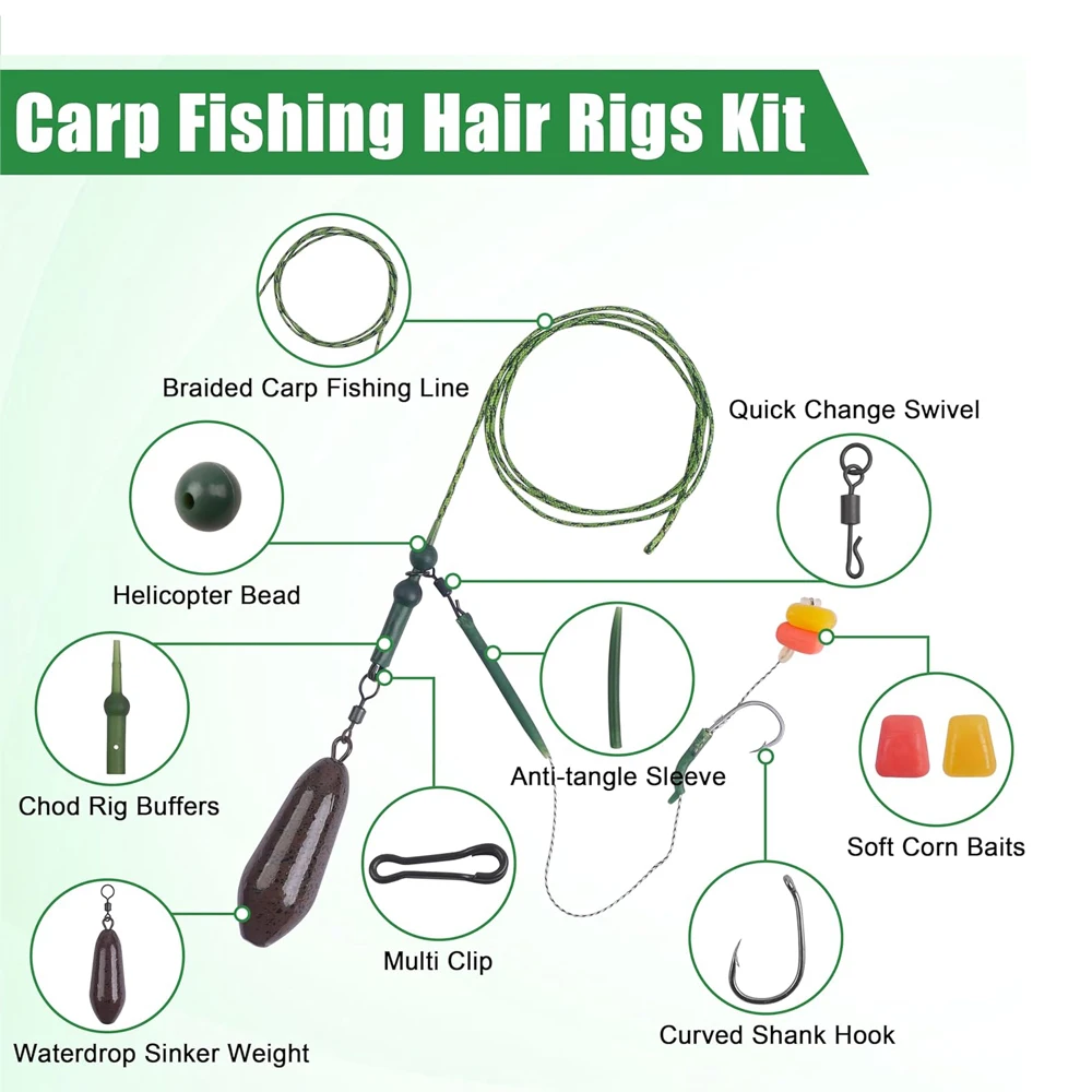 6Pcs Pre tied Carp hooks with Leadcore wire Leader 80g Carp Fishing weight Chod Helicopter Rigs Carp Fishing Tackle