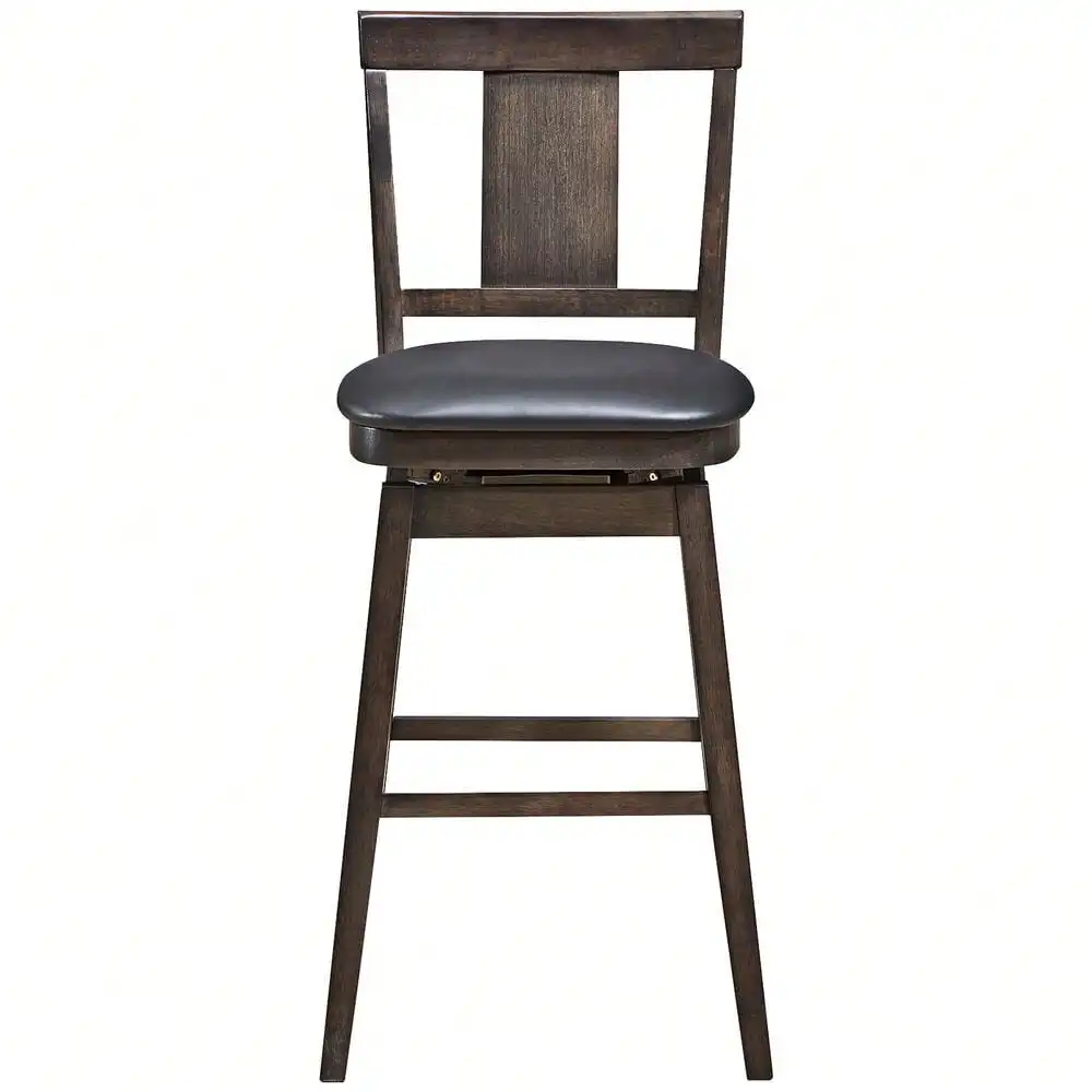 Swivel Bar Stool Upholstered Counter Height Bar Chair with Wood Legs