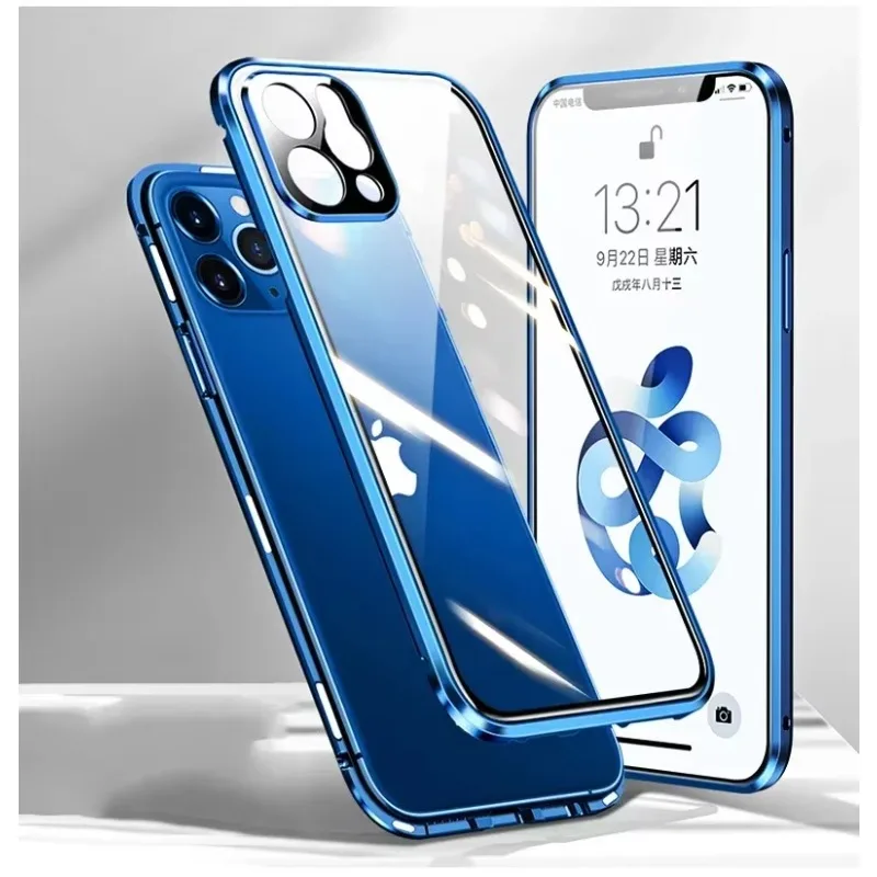 Dwustronne, metalowe etui magnetyczne z hartowanego szkła na telefon Honor Magic 7 6 5 4 Lite 5 4 6 7 Pro 5G z ochroną obiektywu