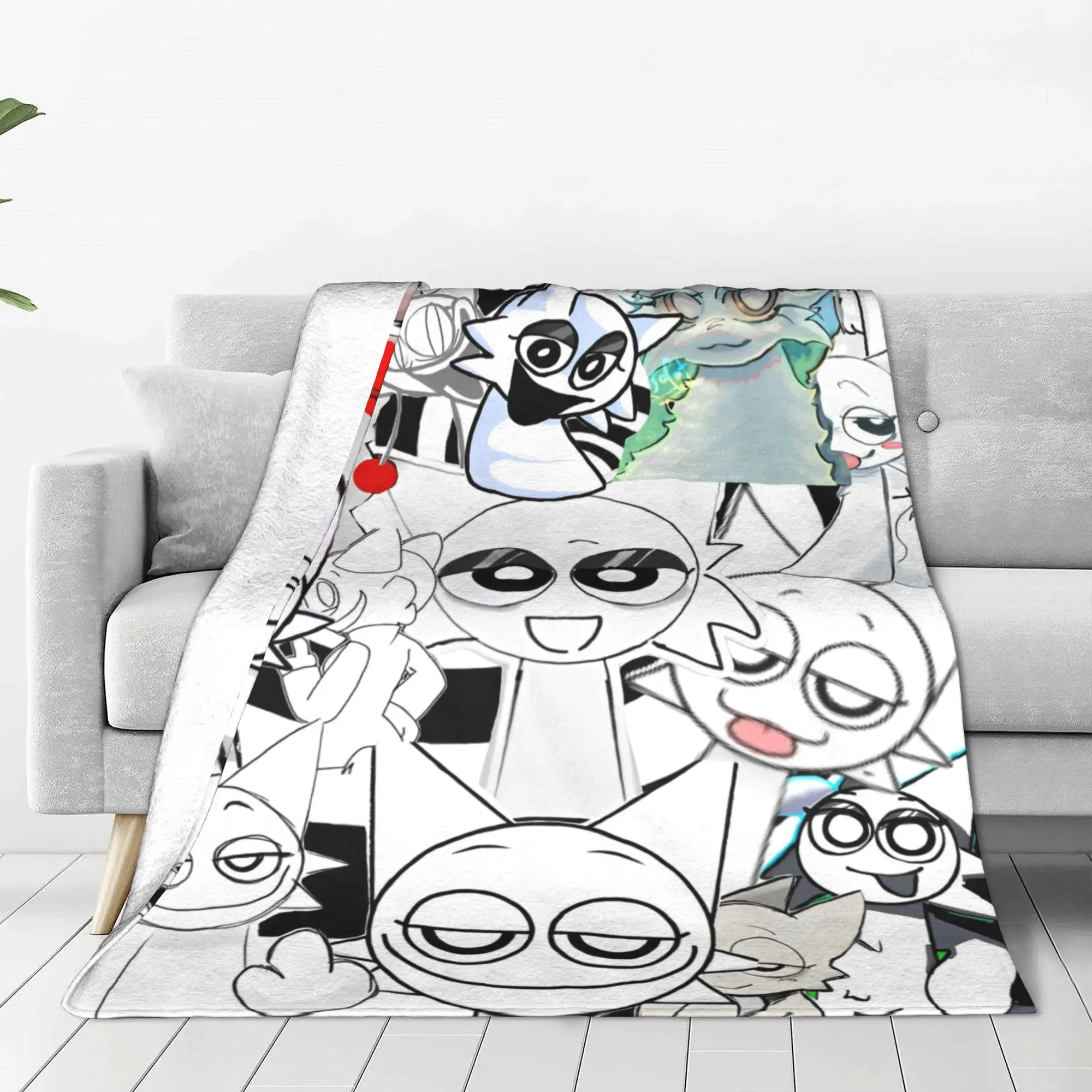 Sprunki Incredibox Wenda-Manta de lana Coral, juego de bate de felpa, manta ligera portátil para cama, colcha de dormitorio