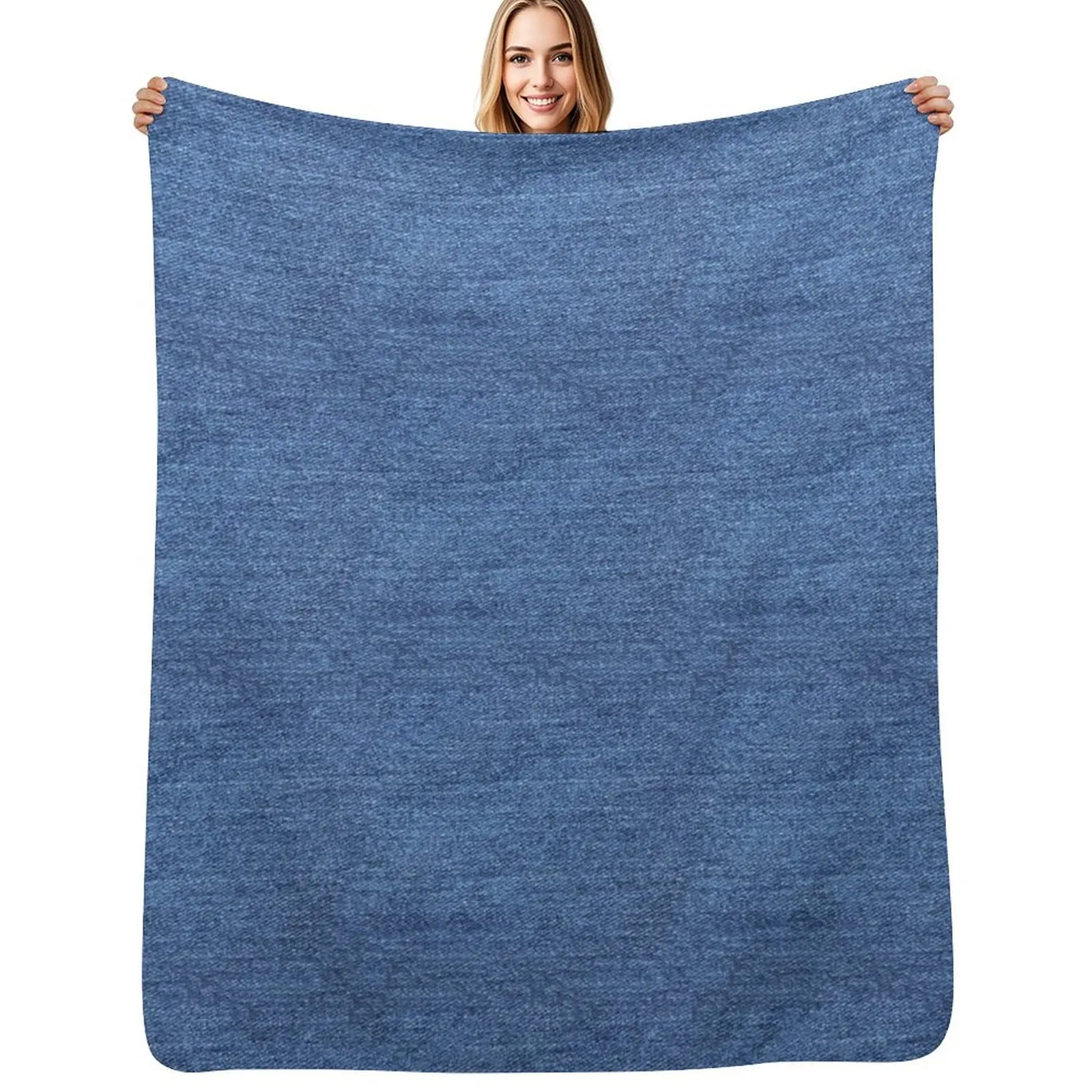 

Blue Denim Throw Blanket Flannel Thermal Thins Decorative Throw Blankets