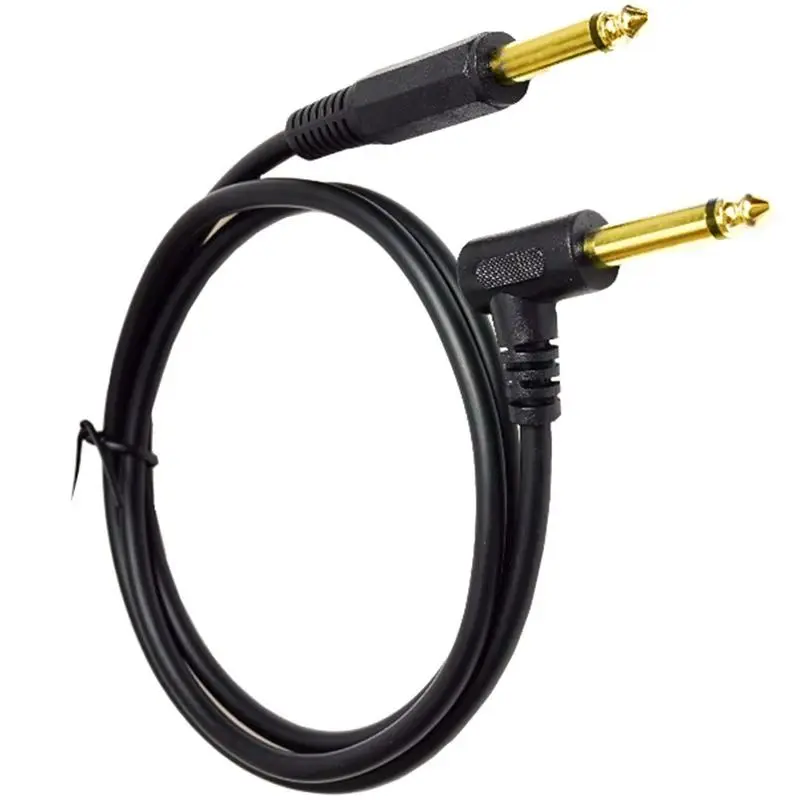 1-Meter Microphone Audio Cable 6.35mm Mono Male to Male Elbow Audio Signal Transmission Connection Cable