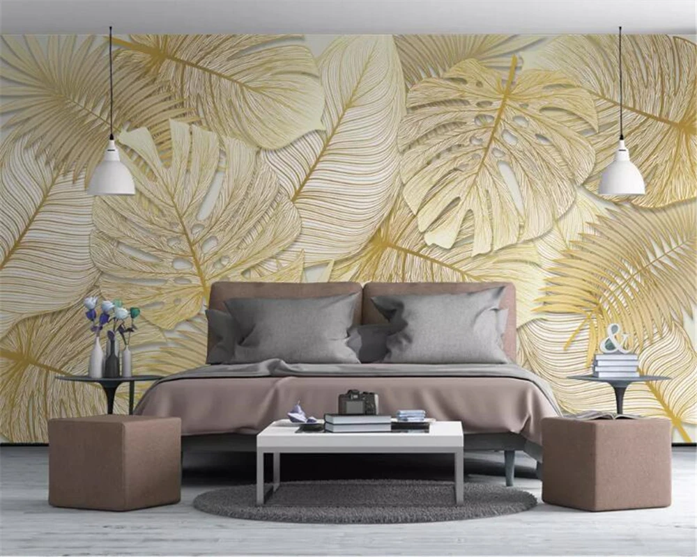 Customized products wallpaper mural tropical rainforest Golden banana leaf Photo Living room sofa TV background wall bedroom 8d