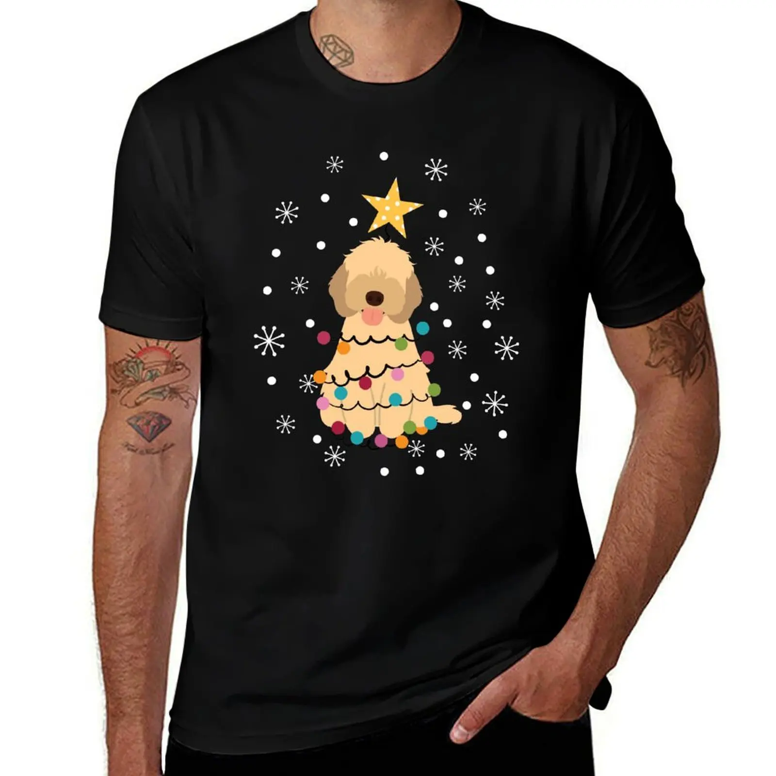 Apricot Cockapoo Cavapoo Cavoodle Dog Christmas Tree T-Shirt Plus Size Loose Short Sleeve Top T-Shirt