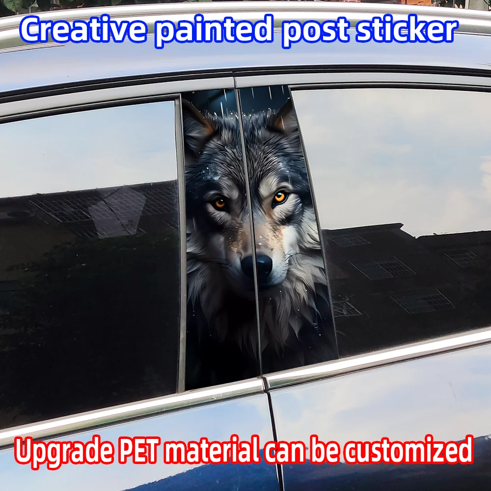 Cool Wolf Car Stickers Auto B Pillar Waterproof Center Column Decoration Cover Scratches DIY Car Doors Pillar Decals Accessories view 4