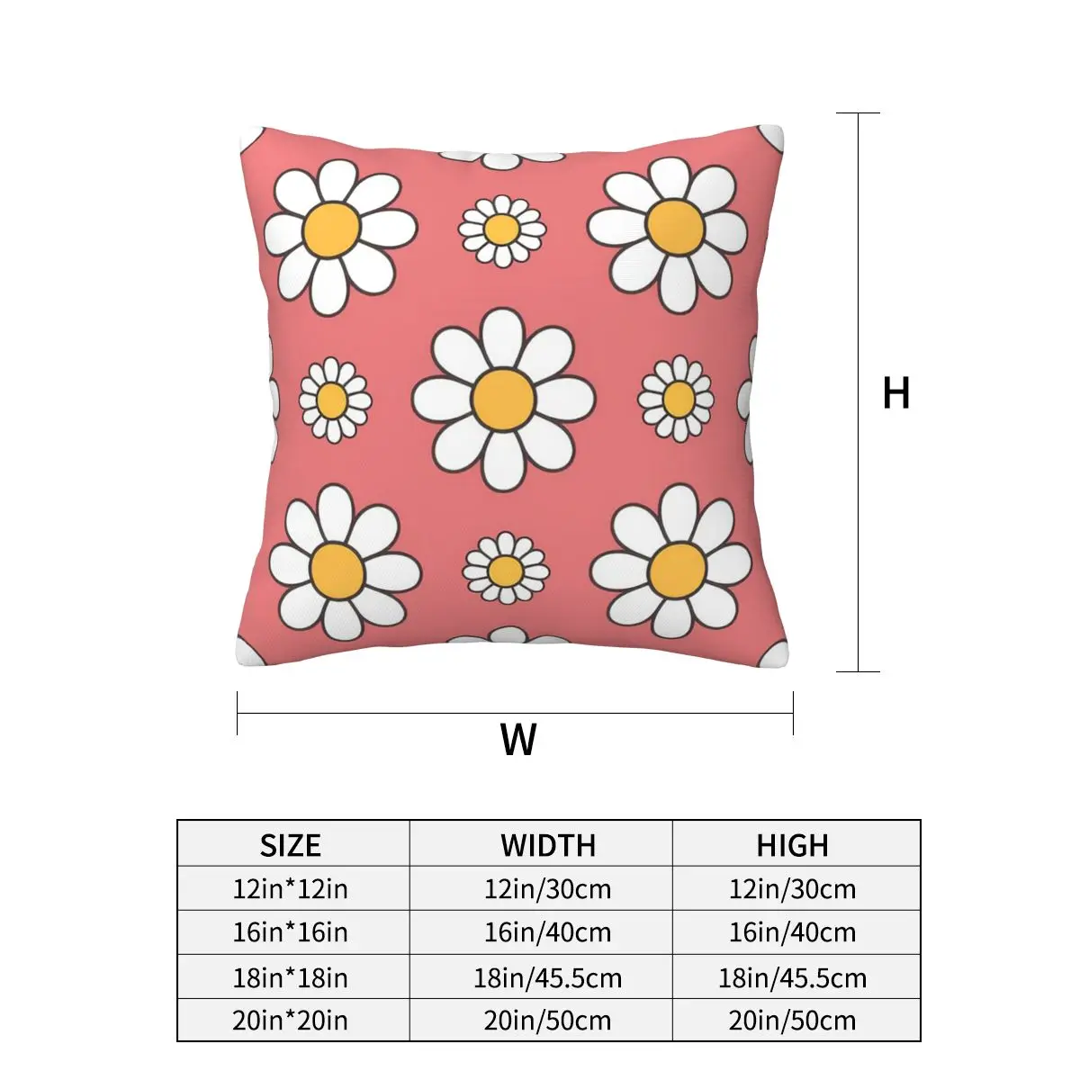 Daisy, Daisy, Daisy Square Pillowcase Cushion Cover Pillow Case Throw Pillow Cover for Home Sofa Living Room