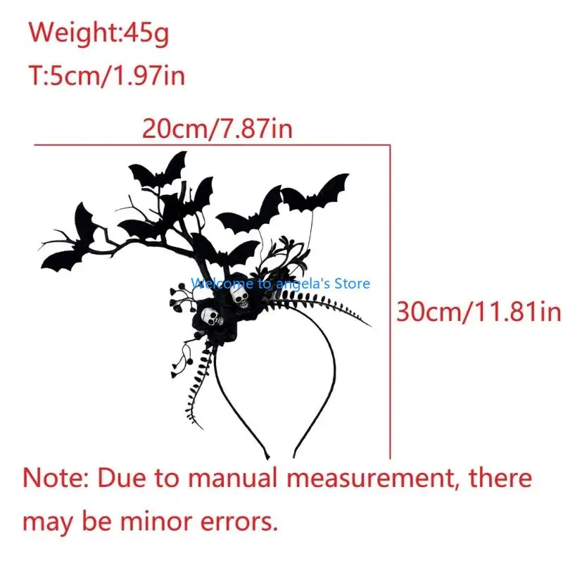 X4YC Fascia per capelli in resina con design a ramo in stili gotici per donna, accessorio per testa scuro elegante, per