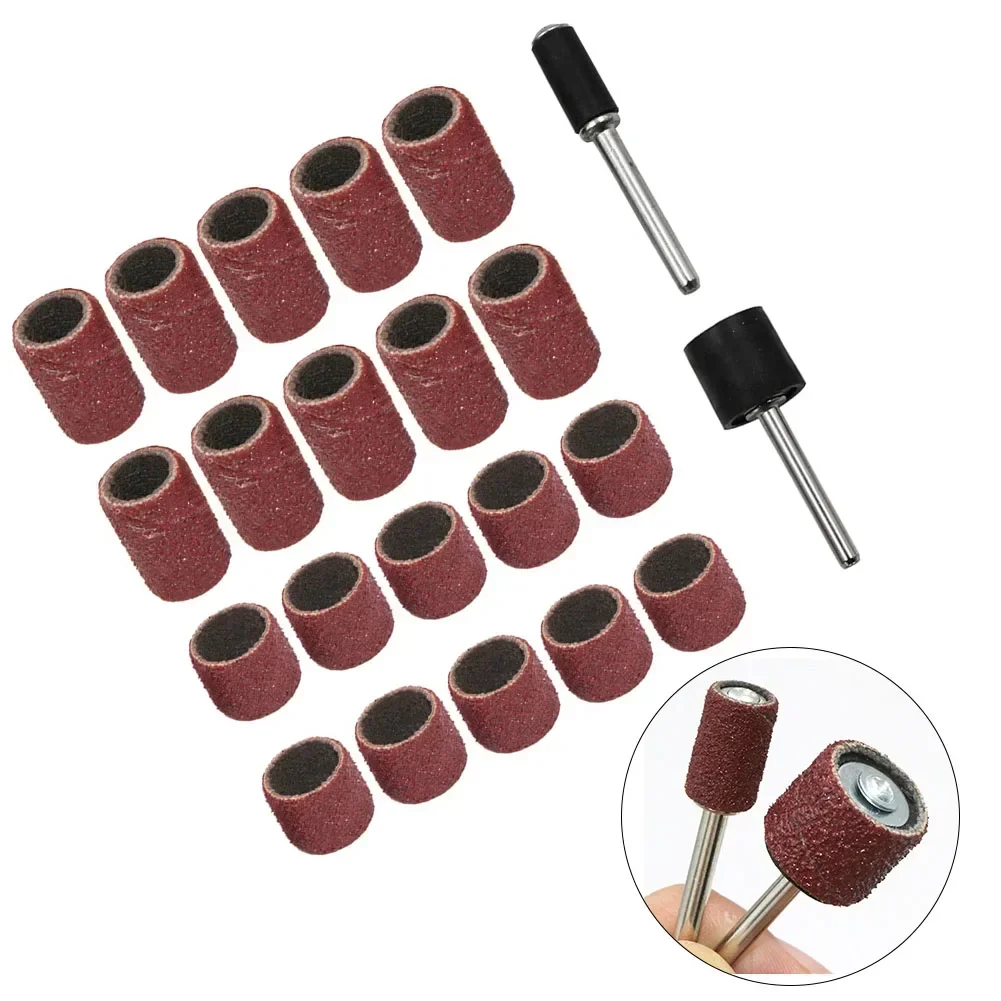 22Pcs Sanding Ring With Rod Abrasive Rotary Tool Kit Sanding Drum Grinding Head Electric Drill Machine Grinding Sand Rin