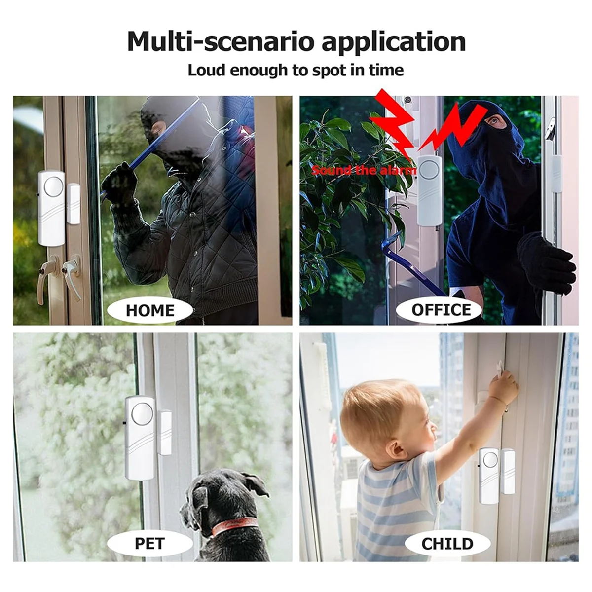 B03B-4PCS Sicherheit Tür Fenster Alarm, Drahtlose Tür Fenster Einbrecher Alarm, Türklingel Alarme für Büro Fenster Pool