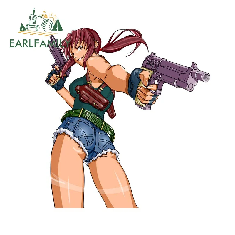 EARLFAMILY 13cm X 11.9cm for Anime Girl Revy Car Accessoires Stickers Waterproof Sunscreen Decals Surfboard Graffiti Graphics