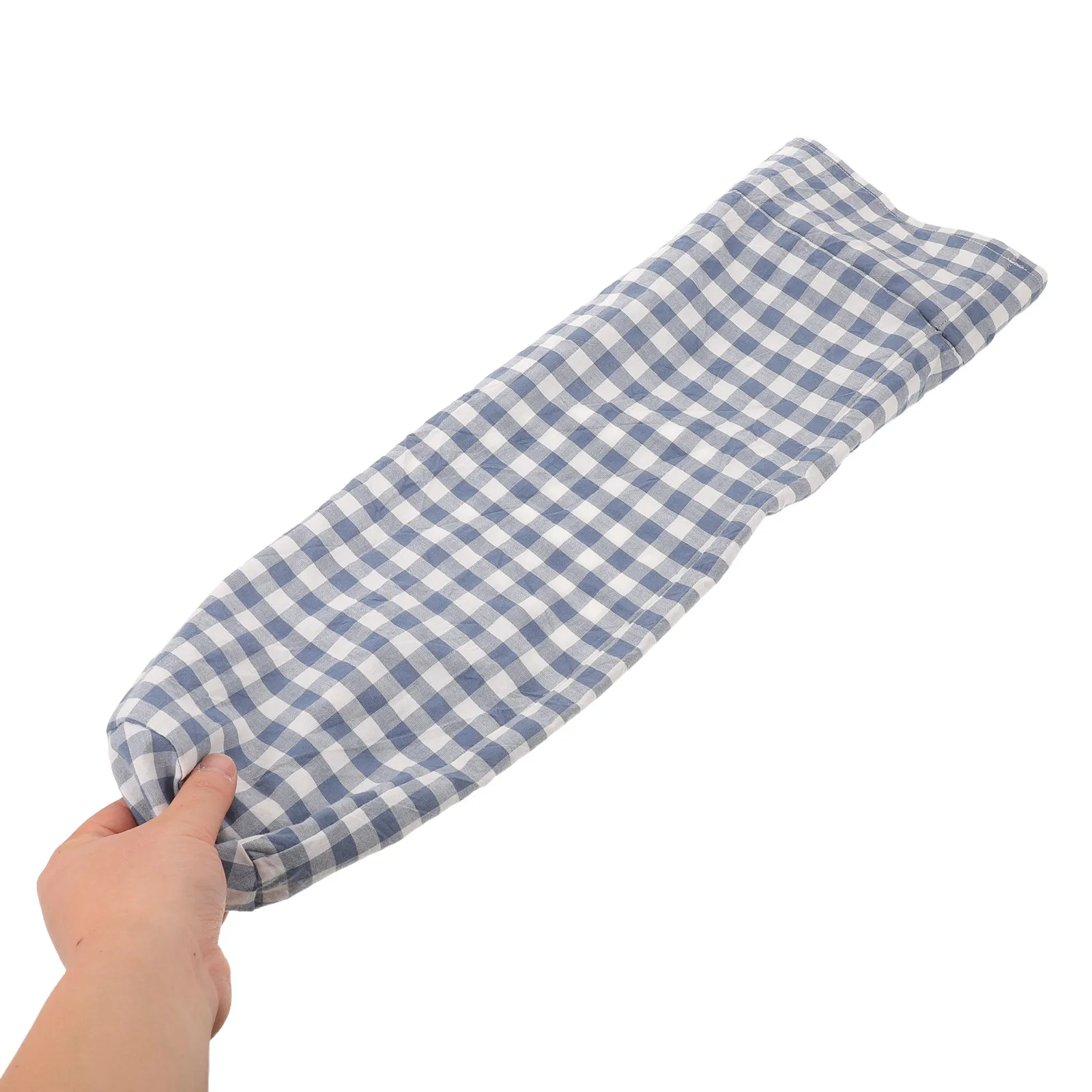 Checked Round Cotton Pillowcase Neck Roll Pillow Cover 15.8x4in Soft Cylindrical Pillow Cushion Cover Living Room Bedroom Blue