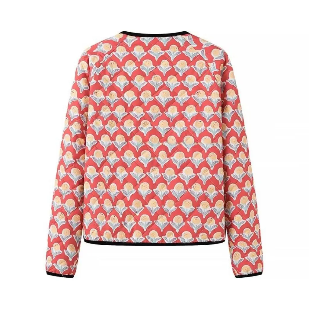 

New Printed Cotton Clothing Lace-Up Design European And American Style Women's Top Export Fashion 2172