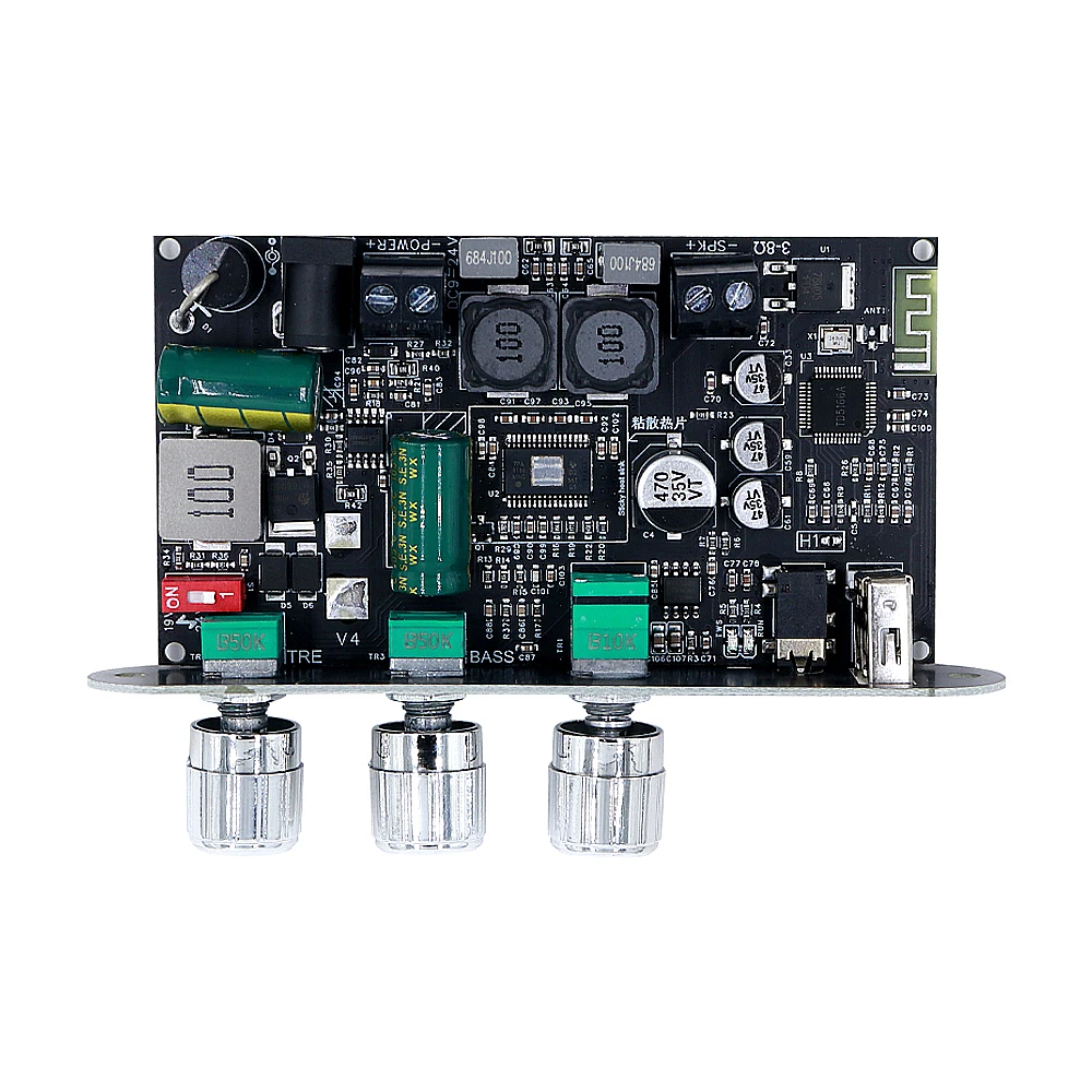 ZK-1001U Scheda amplificatore mono Bluetooth da 100 W con circuito boost TPA3116D2 Supporto ingresso USB AUX TWS DC 9–24 V
