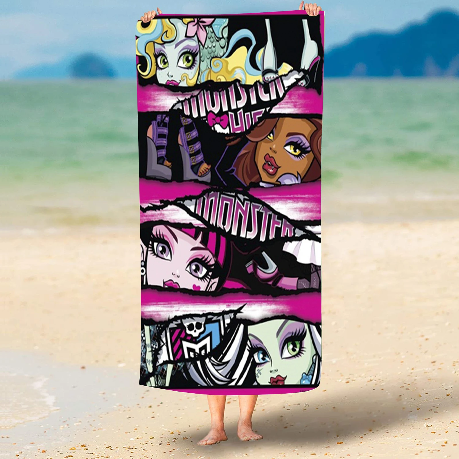 

Monster High School Beach Towels Cartoon Quick Dry Microfiber Fashionable Exquisite Girl Cute Children Soft Skin-Friendly