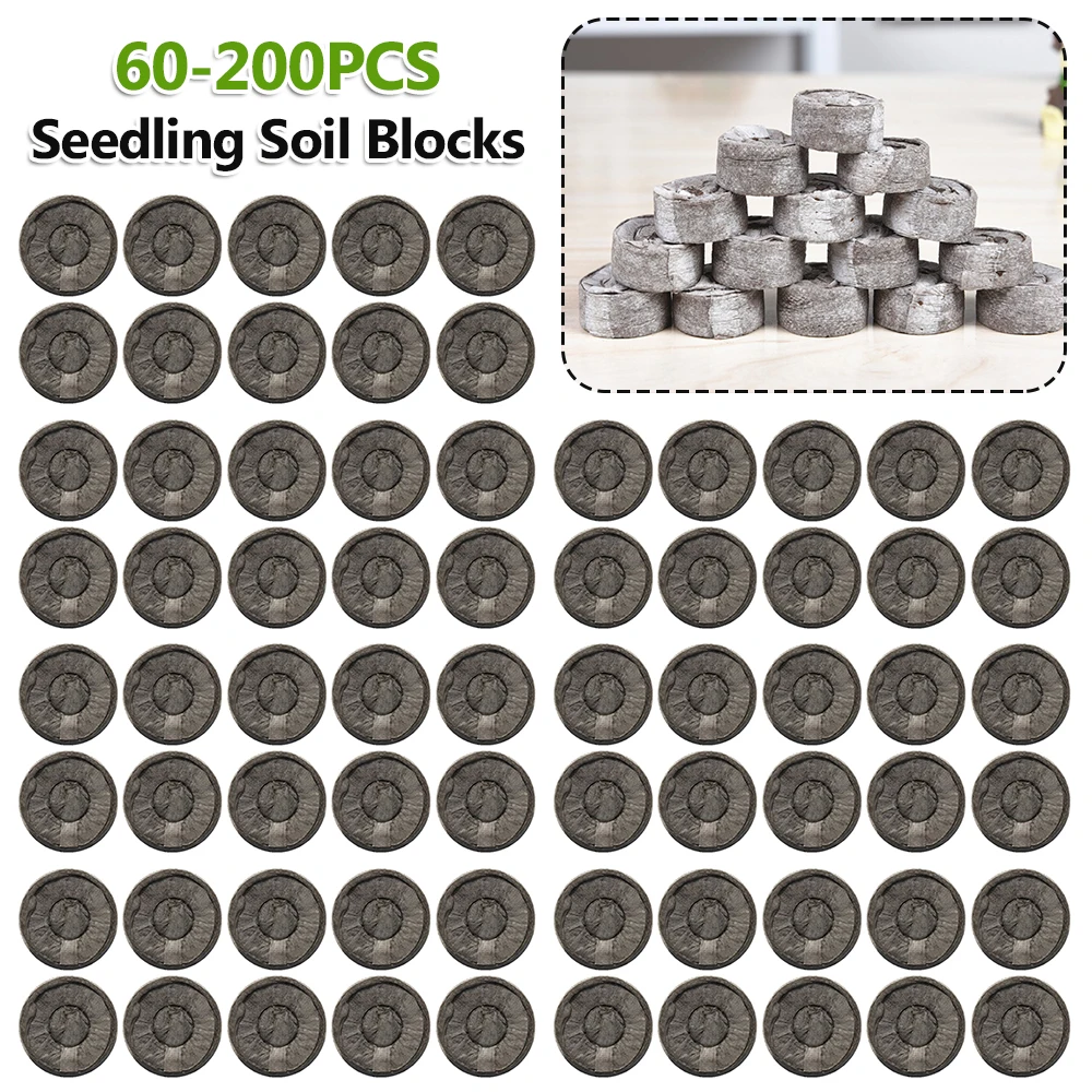 60-200PCS 30mm Pack Jiffy Peat Pellets Seedling Soil Block Maker Starting Transplanting Plugs Plant Germ Starter Tool for Garden