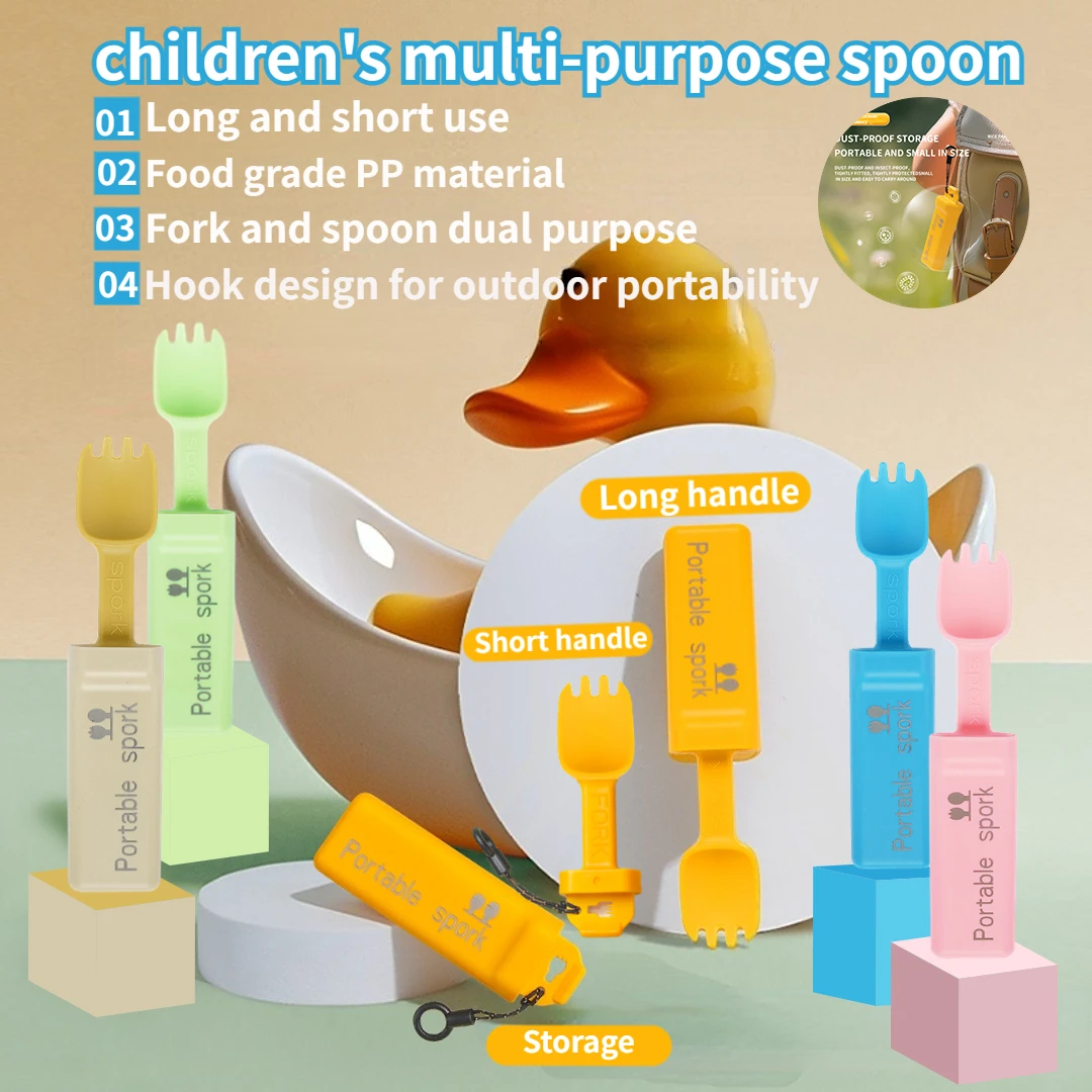 Baby PP spoon fork set children's outdoor portable tableware suitable for family, travel, picnic and other scenes