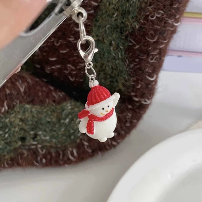 الكرتون عيد الميلاد ثلج الهاتف المحمول سحر اليدوية المفاتيح زخرفة أنيقة للحقائب والمفاتيح احتفالي الراتنج التبعي