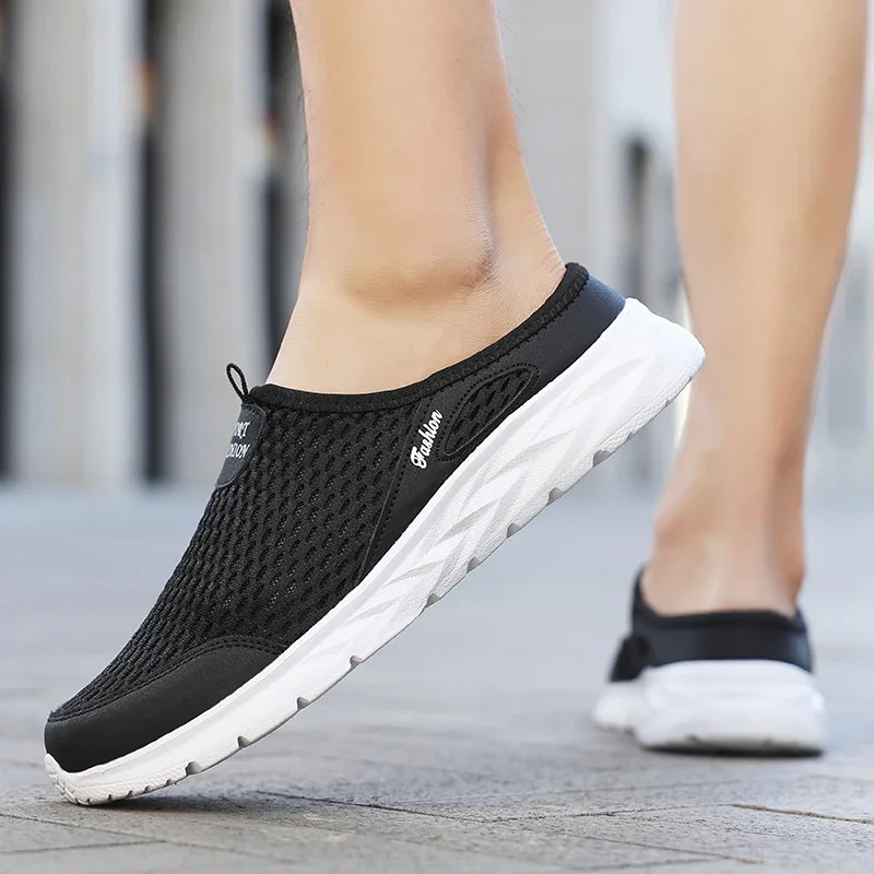 YRZL Herren Halbe Hausschuhe Sommer Atmungsaktive Mesh Herren Schuhe Outdoor Casual Wanderschuhe Slip on Flache Leichte Mesh Hausschuhe Sandalen – Detail 15