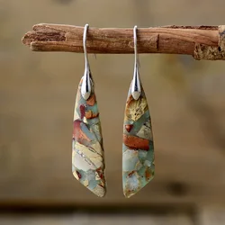 Bohemian Emperor Stone Geometric Pendant Earring Popular Natural Stone Jewelry Earrings for Women Luxury Boho Girl Jewelry