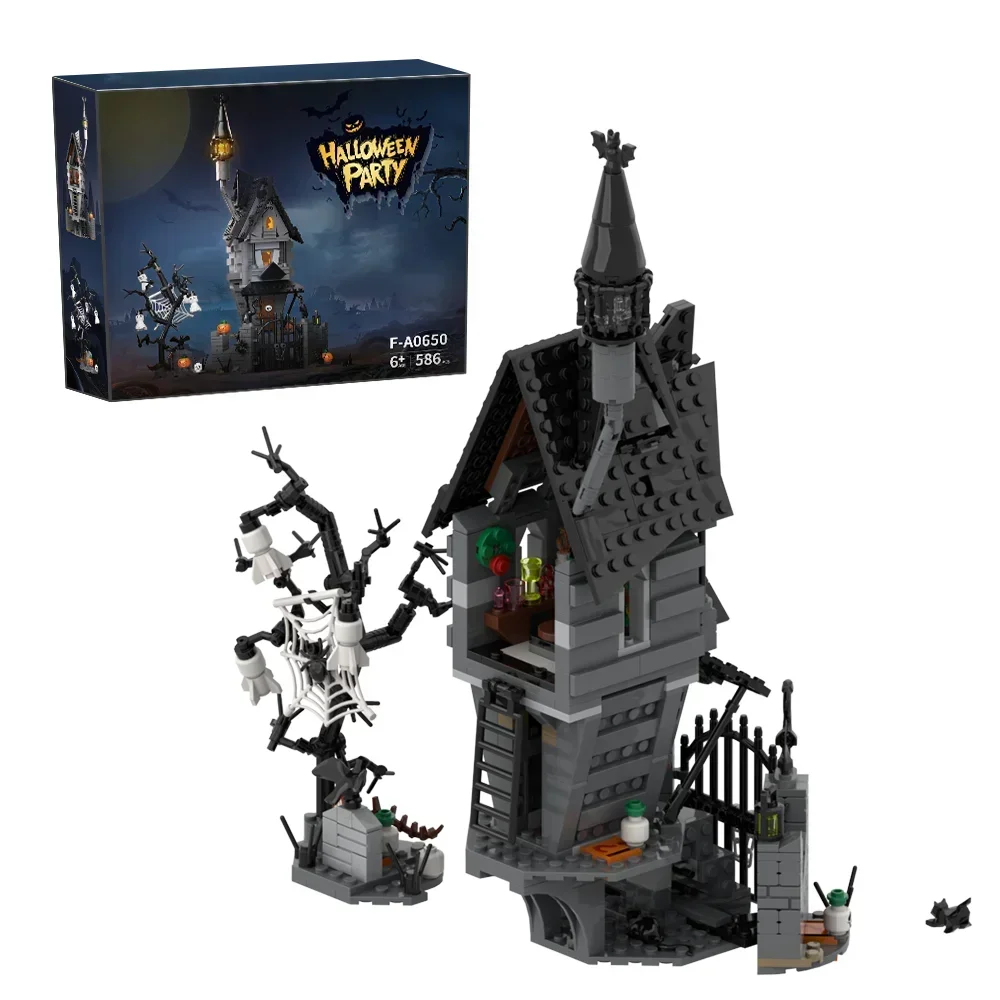 Halloween Gift Nightmare House Building Blocks MOC Gift Box Set Scary Pumpkin House Assembly Model Puzzle Kids Toy Birthday Gift