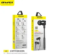 Awei L2 Wired Earpuds 3.5mm Plug Bass HiFi Stereo Surround Earbuds In-ear Wire-Controlled Microphone Call Music Wired Earphones