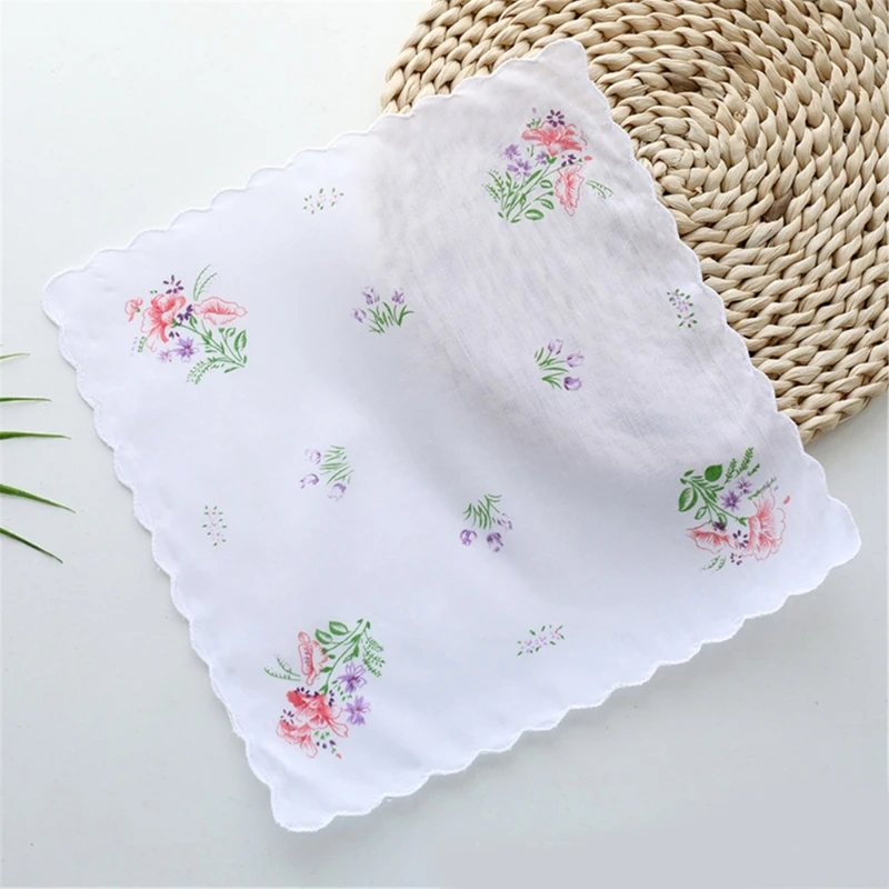 

10Pcs Cloth Women Handkerchief Hanky Kerchiefs Square Fragmented Flowers Hankies