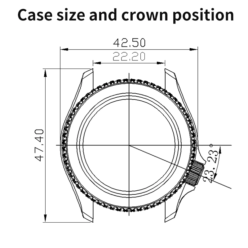 42mm PVD-Uhrengehäuse mit schwarzem Ring und Lünette, Saphirglas für Modifikationen SKX007 NH35 NH36, massives Edelstahlgehäuse, Ersatzteile – Detail 1
