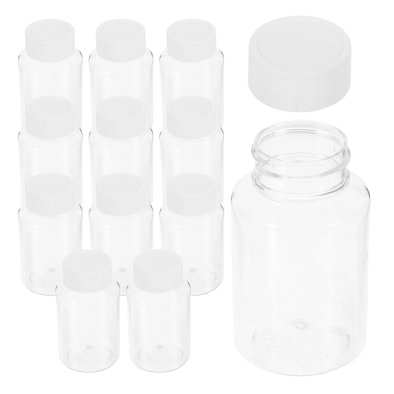 

12 Pcs 100ml Transparent Plastic Food Sealing Bottles Large Mouth Capsule Storage Containers Travel Medicine Organizers