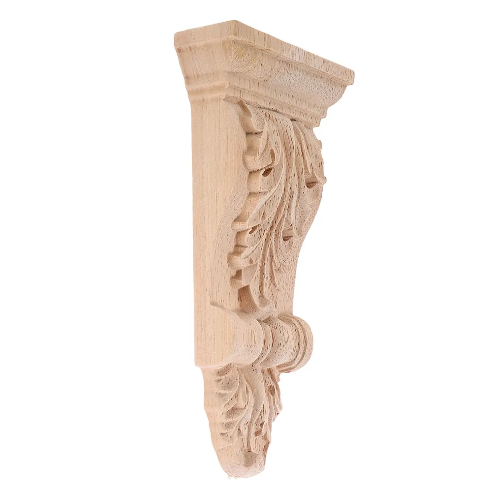 

2PCS Solid Wood Capitals Corbels European Style Decorative Shelf Brackets for Kitchen Doorway Unfinished Large Carved Wooden