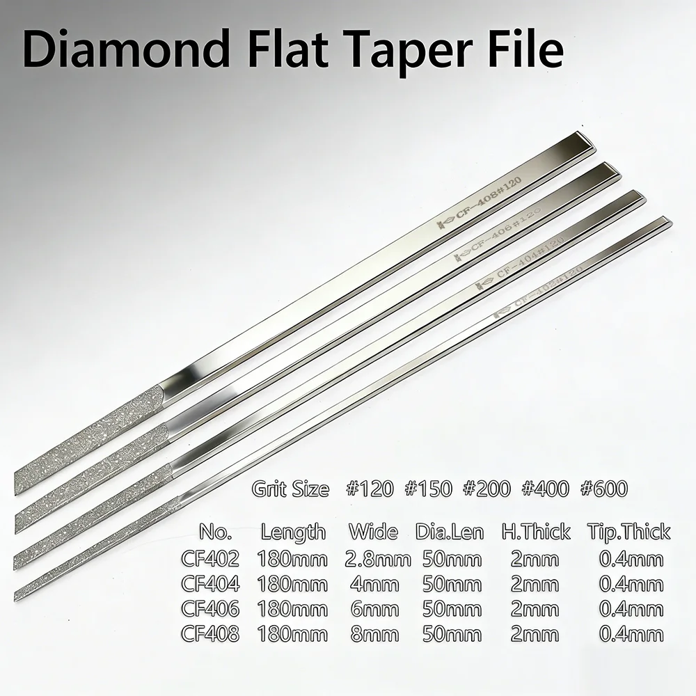 1pcs Ultra Thin Flat Taper Diamond File CF400 Shaped Deburring Files Hand Tool Wholesale Mold Trimming Removal Fire Pattern