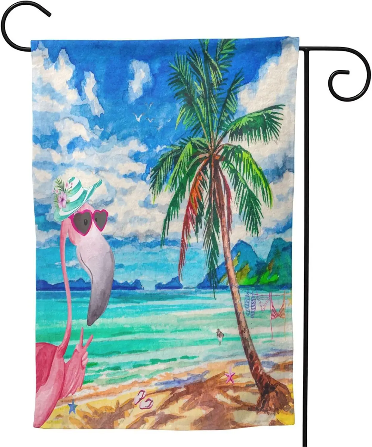 Pink Flamingo Graden Flag 12x18 Inch Outdoor Decor Yard Spring Summer Garden Wall Palm Trees Flags For Outside Banner Decoration