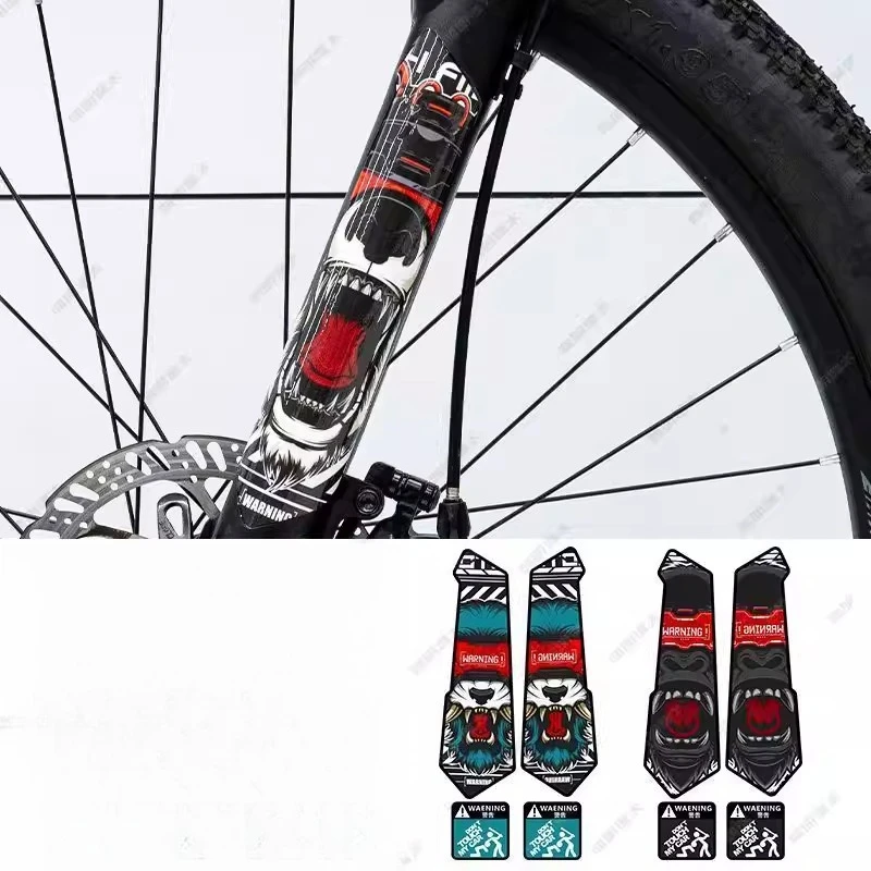 Monster Mouth Front Fork Stickers, Waterproof Vinyl Protective Decals for Mountain & Road Bike Frame