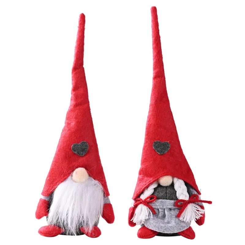 1PC Christmas Gnomes Plush Decorations Handmade Heart Design Tomte Nisse No-Face Dolls for Valentine's Day Thanksgiving Gifts