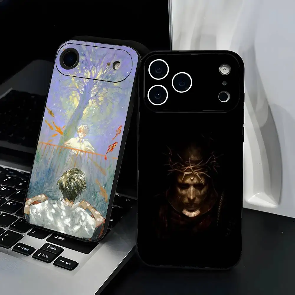 حافظة هاتف Game B-BlasphemouS حافظة هاتف عصرية باللون الأسود من مادة TPU لهاتف iPhone 12-17. تصميم مطلي بالرش بالأشعة فوق البنفسجية، مضاد للسقوط يوميًا