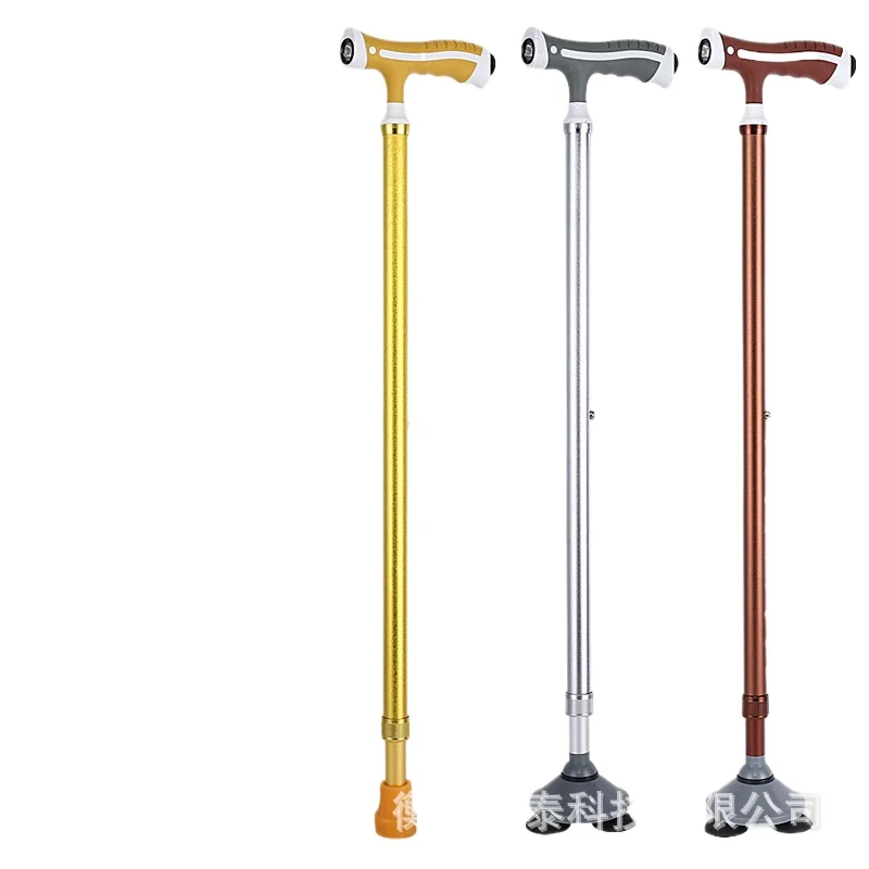 Aluminum alloy crutches with lights can be adjusted for the elderly crutches with one foot and three feet walking aid