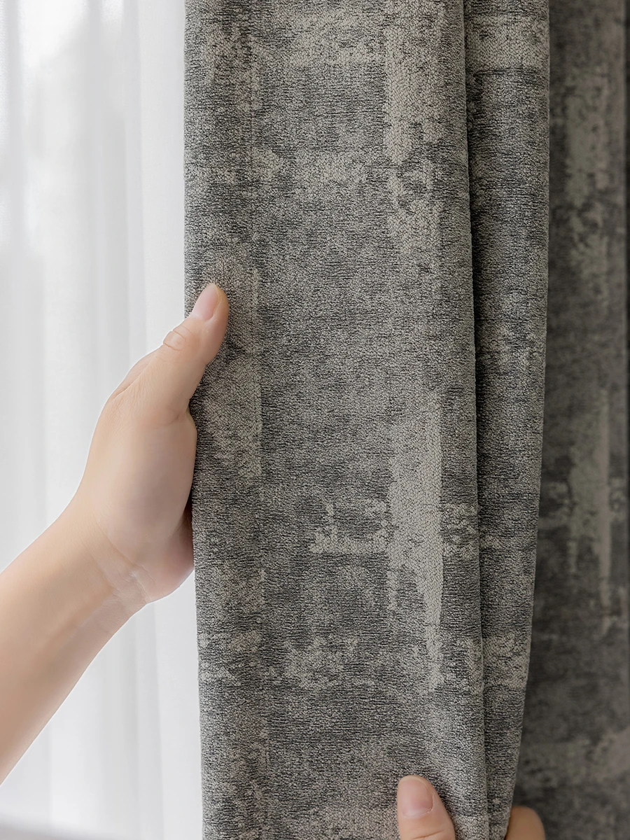 

Gray Premium Living Room Cortinas Luxury Blackout Bedroom Cortina Window Chenille Curtains 90%shadow Curtain Rideau 커튼 Tende IG