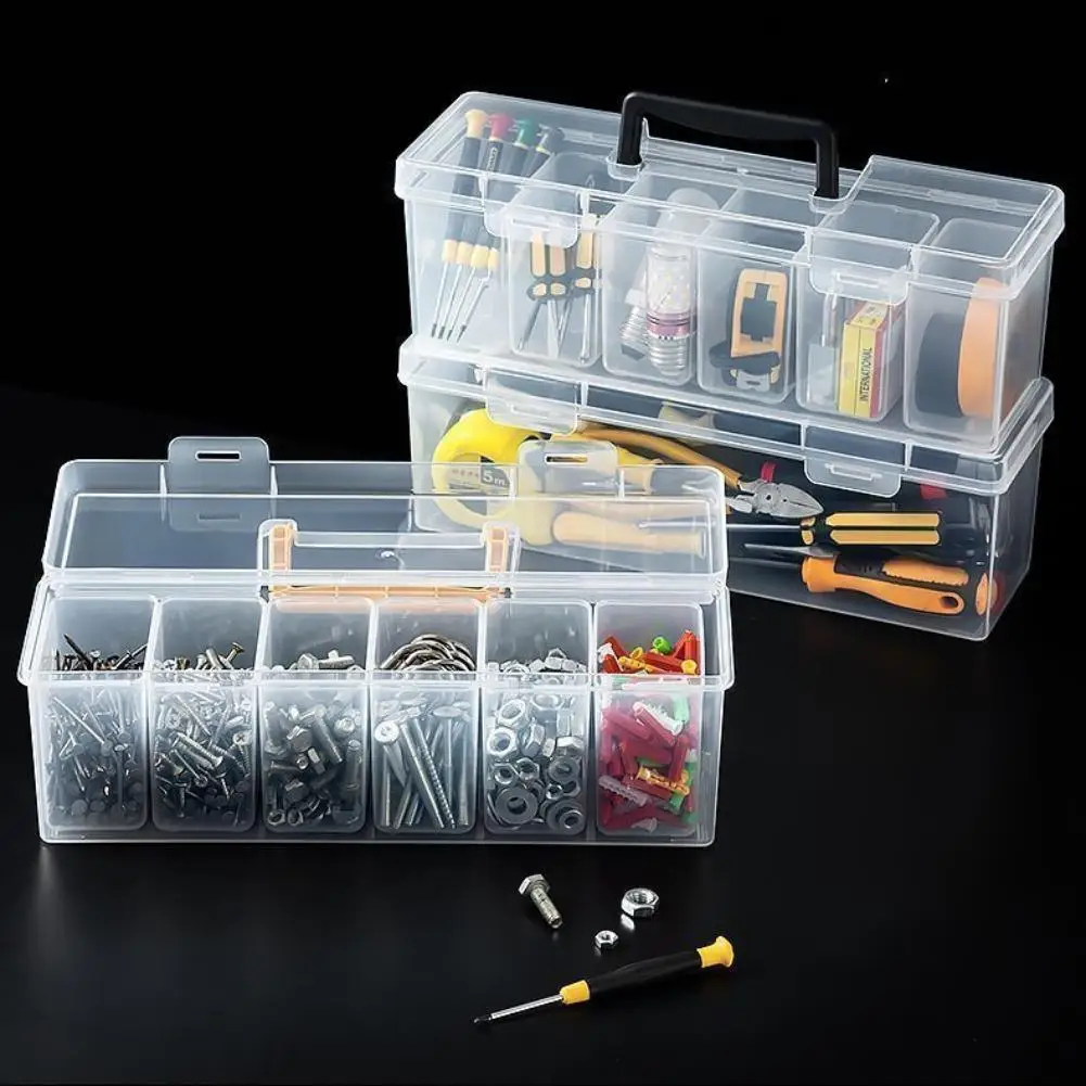 Parts Box Storage Box Household Hardware Tool Box Screw Material Accessories Transparent Portable Partition Sorting Box