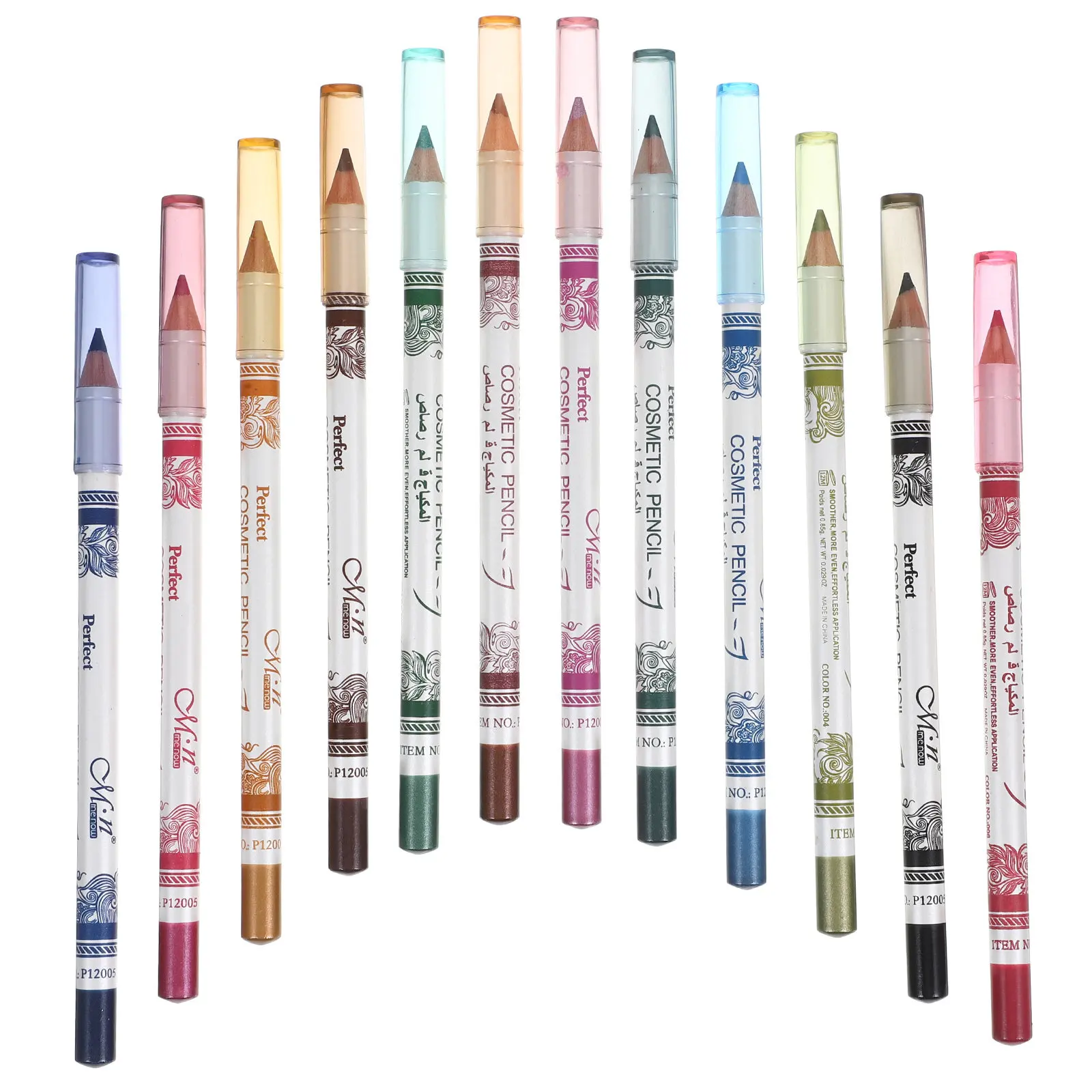 12-teiliges 12-Farben Eyeliner-Stift-Set Wasserfest Ölfest Schnelltrocknend Leichtgewichtig Rutschfester Griff Tragbares Make-up Farbiger Eyeliner