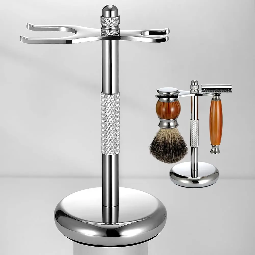 

Razor Holder Stand, Straight Safety Razor Stand for Men, Art of Razor and Shaving Brush Stand, Metal Base for Added Stability an