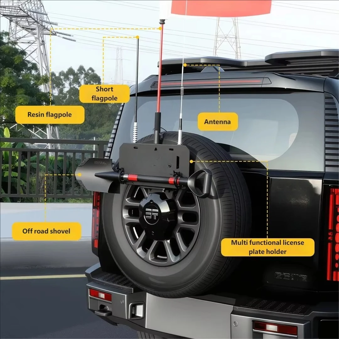 For Jetour G700 Spare Tire Flagpole Bracket Antenna Off-Road Bucket 3-in-1 Bracket Factory Direct Sales Automotive Accessories