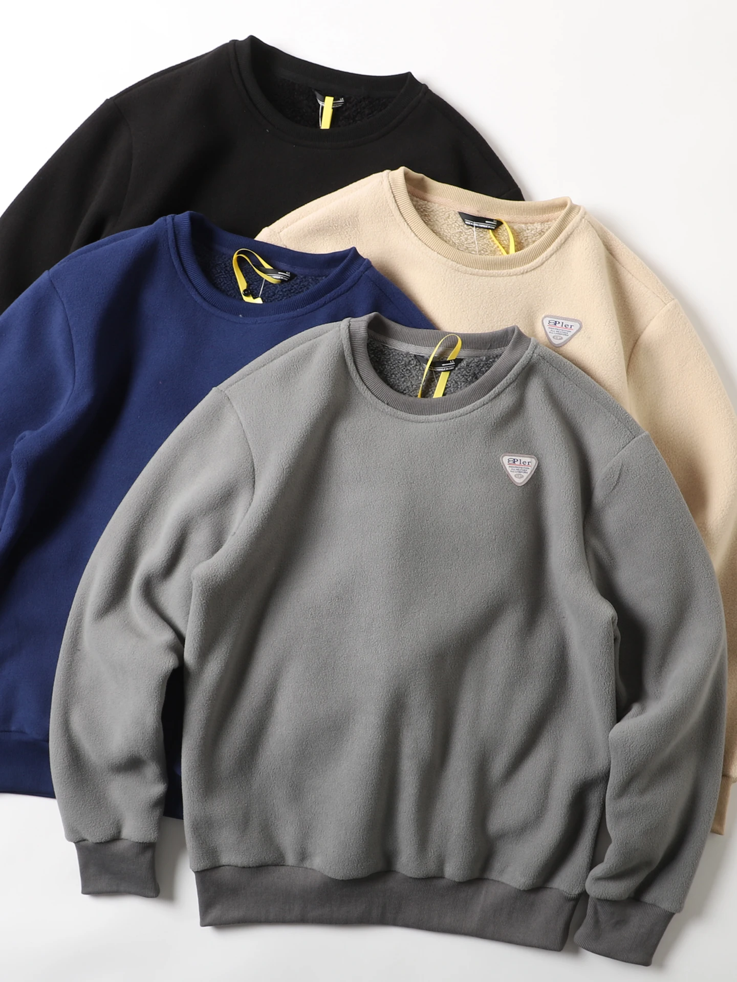 

Утепленная двусторонняя флисовая толстовка с капюшоном для мужчин, теплая, в японском ретро-стиле, с круглым вырезом, пуловер, повседневная зимняя одежда