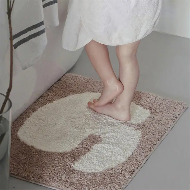 Nordic Abstract Pattern Tufted Carpet Soft Absorbent Bathroom Floor Mat Toilet Kitchen Ati-slip Rug Mats Kitchen Toilet Mats