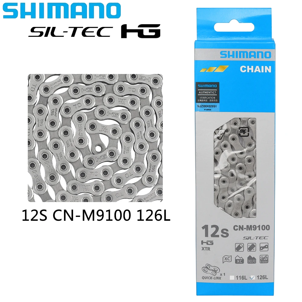 SHIMANO XTR CN-M9100 Mountain Bike Chain 12 Speed 126L with Quick-link SIL-TEC HG Bike Chain Original Bicycle Parts