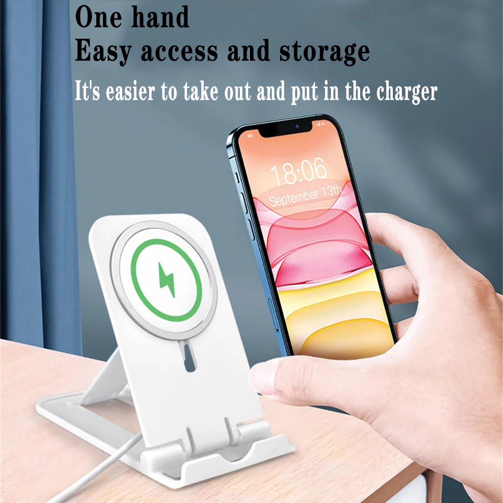 Mini Convenient Foldable Adjustable Desktop Phone Holder Plastic Stand For Magnetic Wireless Charging Bracket Tablet General