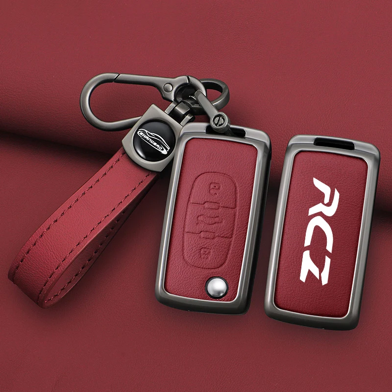 Funda para llave con logotipo de coche, carcasa para llavero de aleación de Zinc para Peugeot RCZ GTLine 207 407 407 408 308 408 2008 508 3008 4008 50000, accesorios