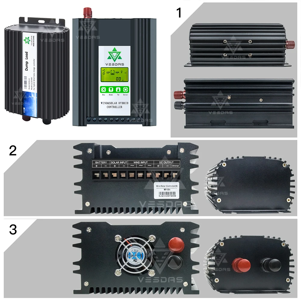 MPPT 2500W 48V Boost & Buck Wind-Solar-Hybrid-Controller Wind 1000W & Solar 1500W Bestes Wärmeableitungsdesign mit LCD-Display – Detail 13