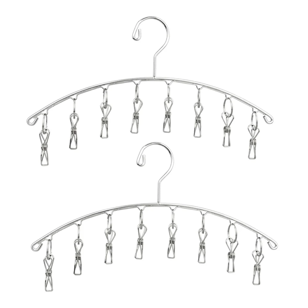 

2pcs Stainless Steel Windproof Clothes Rack Clip Hanger Hanging Drying Racks for Socks Towels Underwear Scarves Shirts