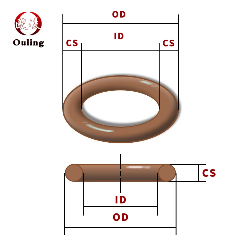 Brown FKM CS2/2.5/3mm Thick O-Ring Seals Washers OD5-90mm Fluororubber Gaskets Thermostable Rubber O-Rings for Product Sealing