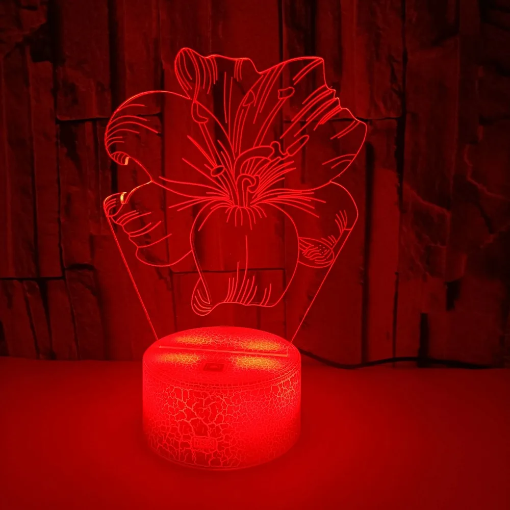 

3D Lily Flower Night Light Optical Illusion Lamps 7 Color Changing Lights LED Table Lamp Room Decor Mother's Day Gift 2024