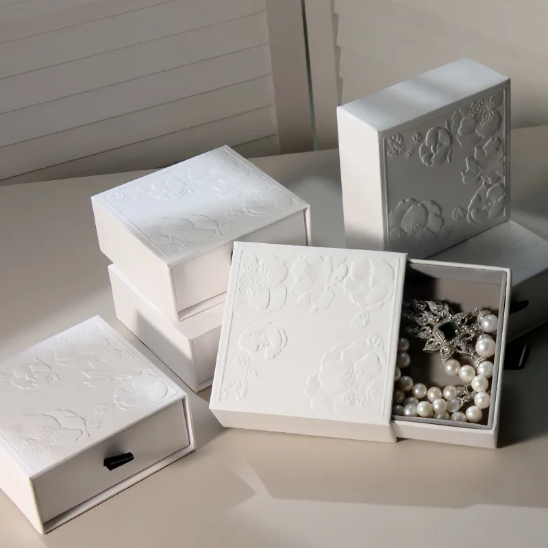 

Jewelry Storage Box Embossed Drawer Jewelry Box Embossed Jewelry Box High-End For Home Display Gift Packaging Boutique